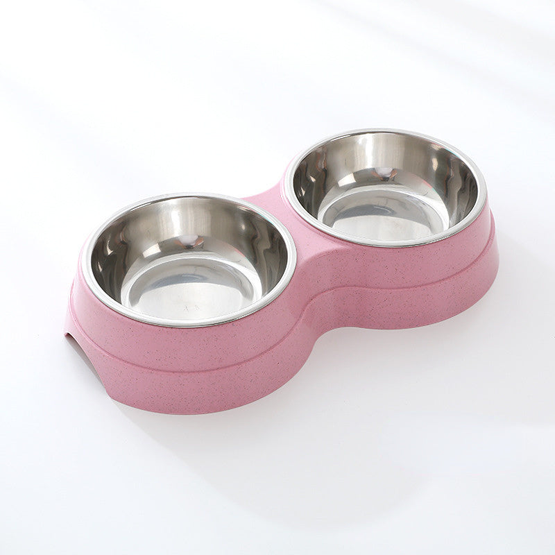 Double Pet Bowls Dog Food Water Feeder Stainless Steel Pet Drinking Dish Feeder