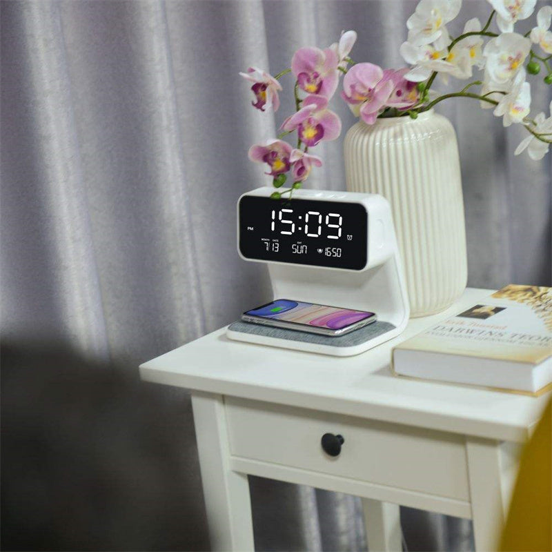 Creative 3 In 1 Bedside Lamp Wireless Charging LCD   Wireless Phone Charger