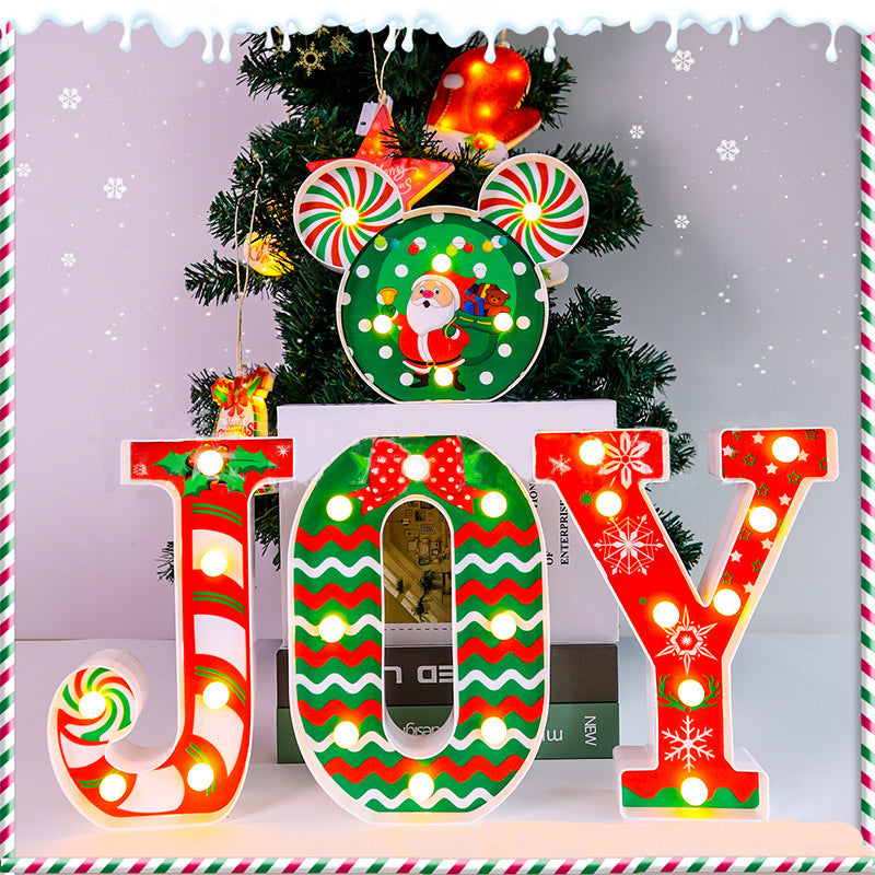 Merry Christmas Letter Light JOY Decorative Letters Decoration Christmas Home Party Desktop Ambience Light