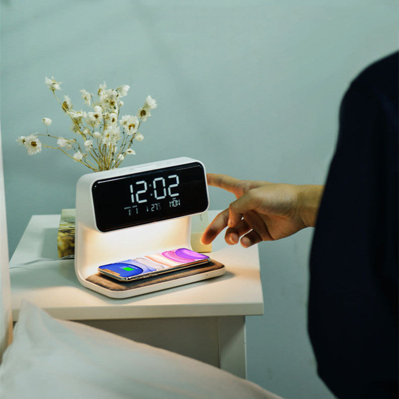 Creative 3 In 1 Bedside Lamp Wireless Charging LCD   Wireless Phone Charger