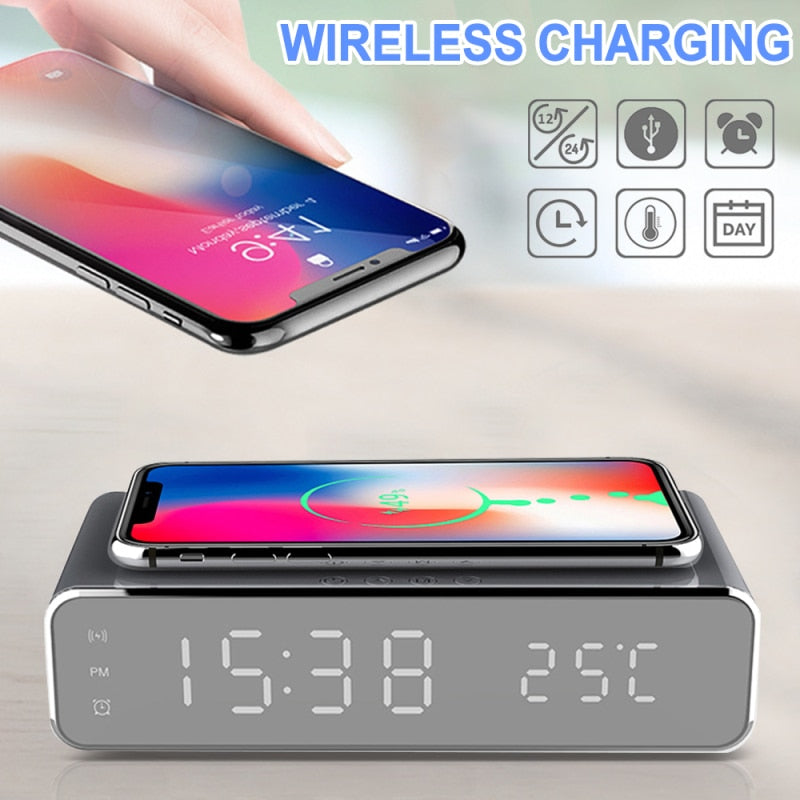 Affodably™  LED Alarm Clock QI Wireless Charger