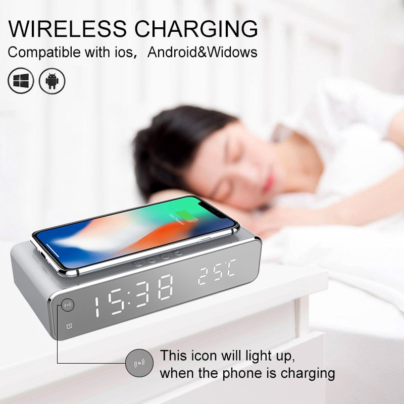 Affodably™  LED Alarm Clock QI Wireless Charger