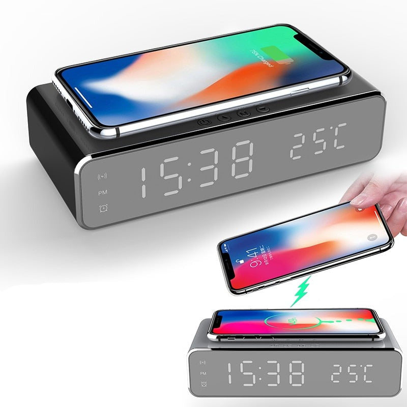 Affodably™  LED Alarm Clock QI Wireless Charger