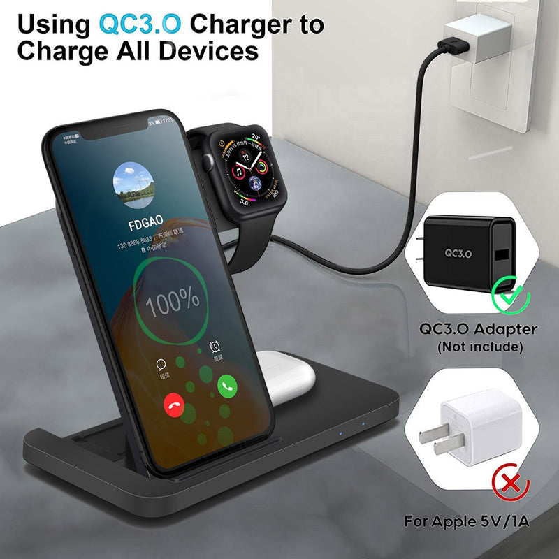 Affodably™ 3in1 Wireless Fast Charger Dock Station